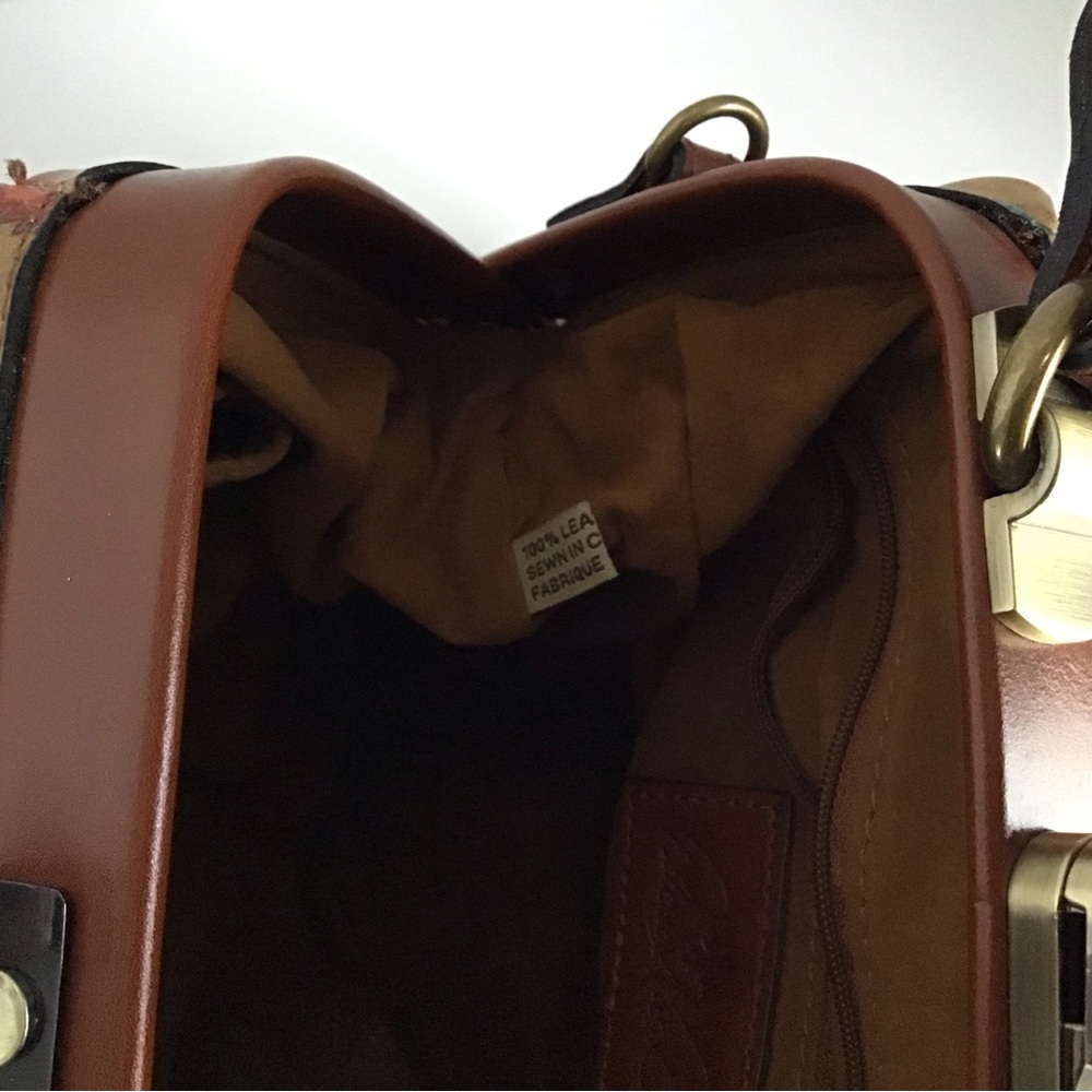 Patricia Nash Gracchi French Tapestry Bag Handbag Crossbody Brown Leather - Picture 13 of 16